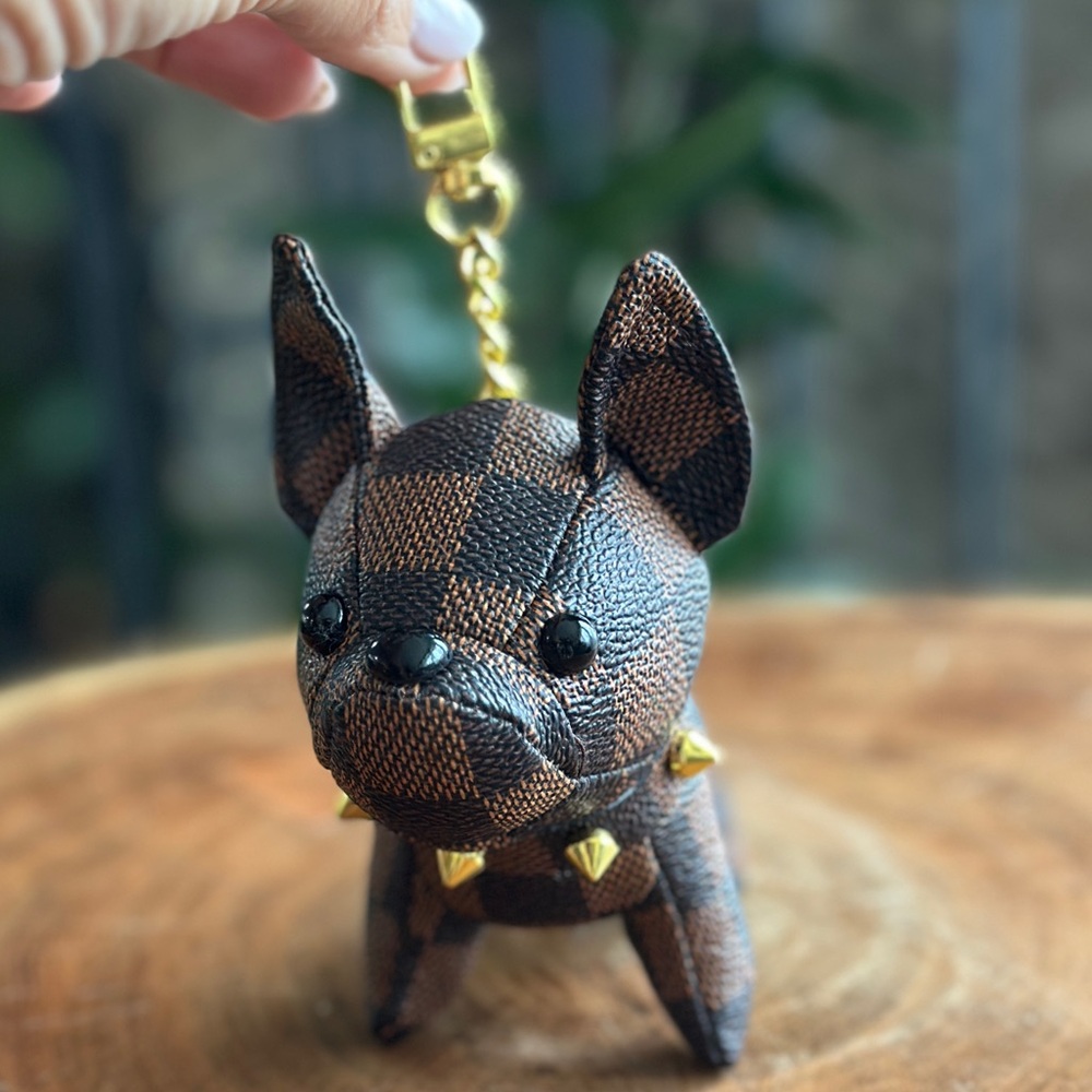 Designer Inspired Frenchie Dog Bag Charm Keychain